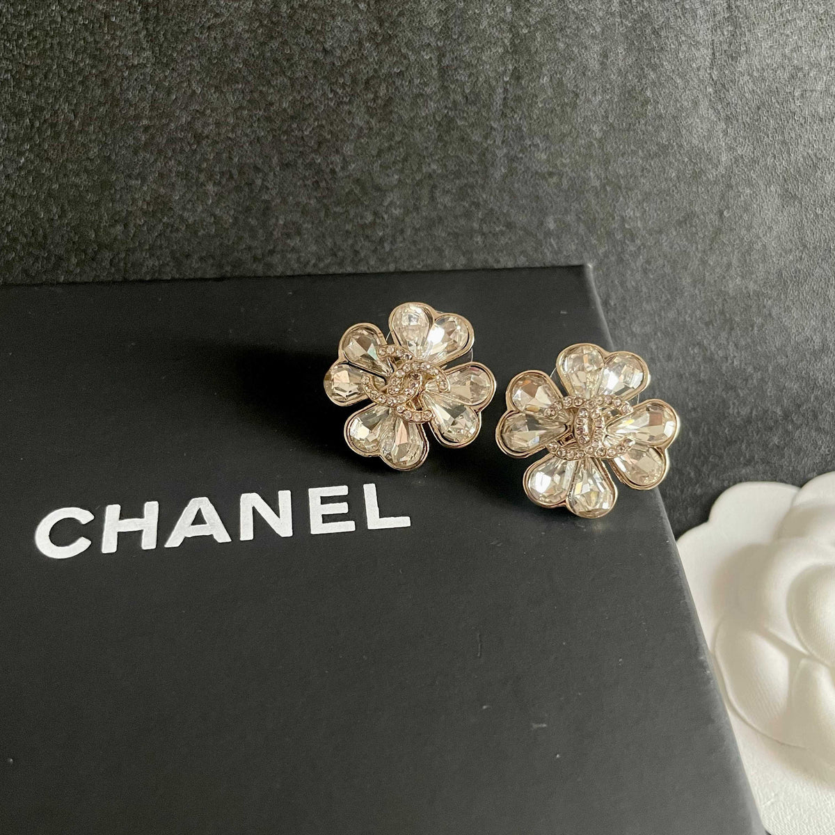 Signature Emblem Stud Earrings in Polished Metal-Tone – Design 121 detail view