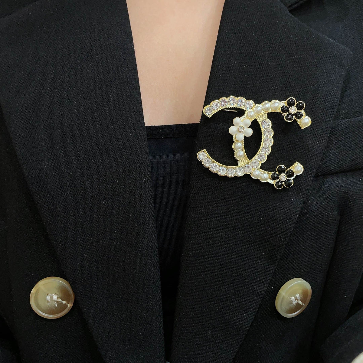 Signature Emblem Brooch in Polished Metal-Tone – Design 060 front product view