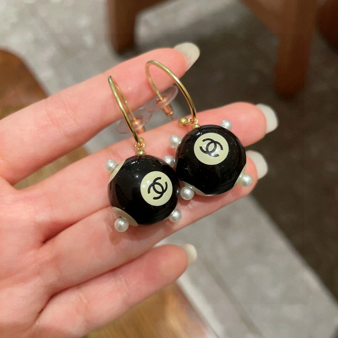 Double-C Emblem Statement Earrings in Polished Metal-Tone – Design 067 side detail