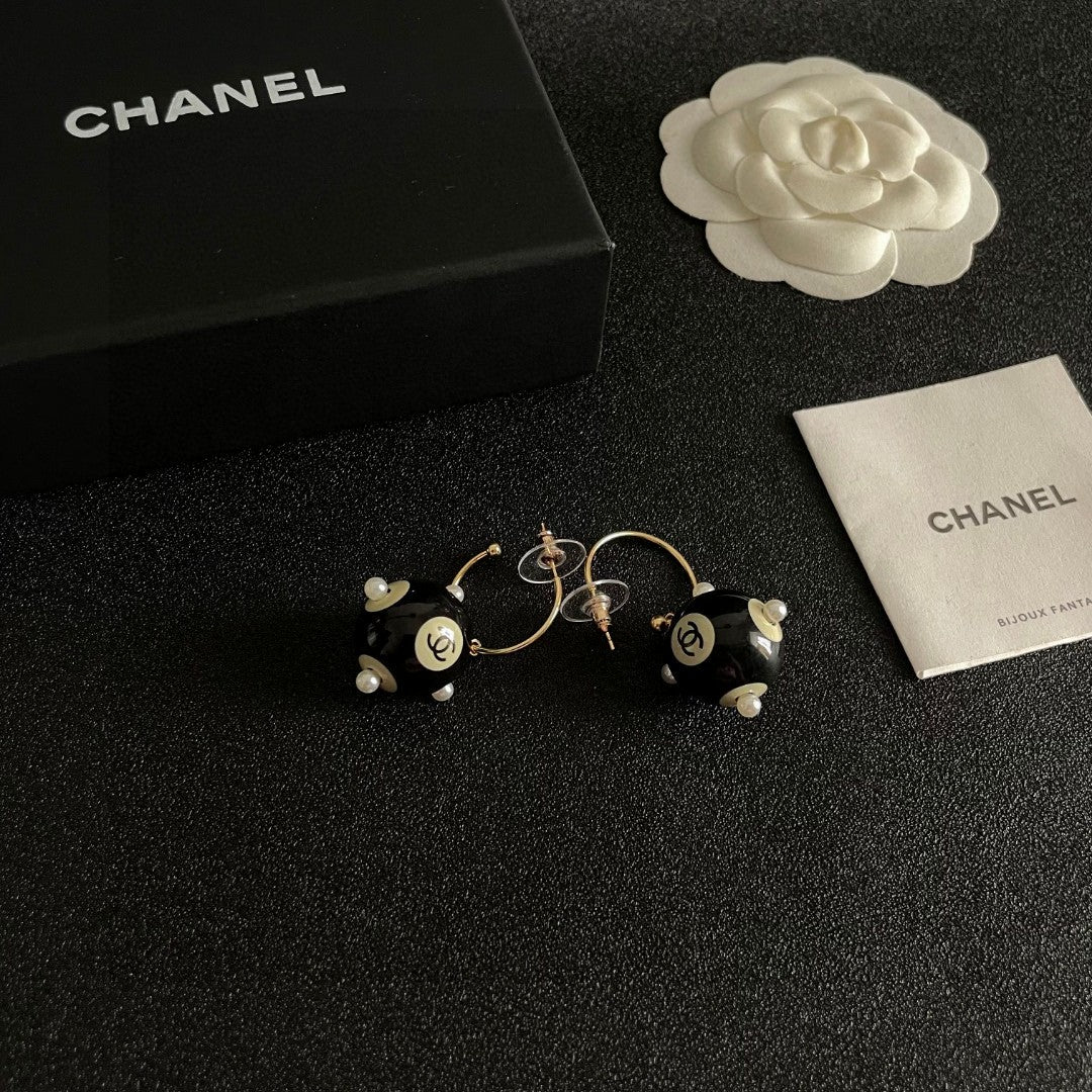 Double-C Emblem Statement Earrings in Polished Metal-Tone – Design 067 styled product view