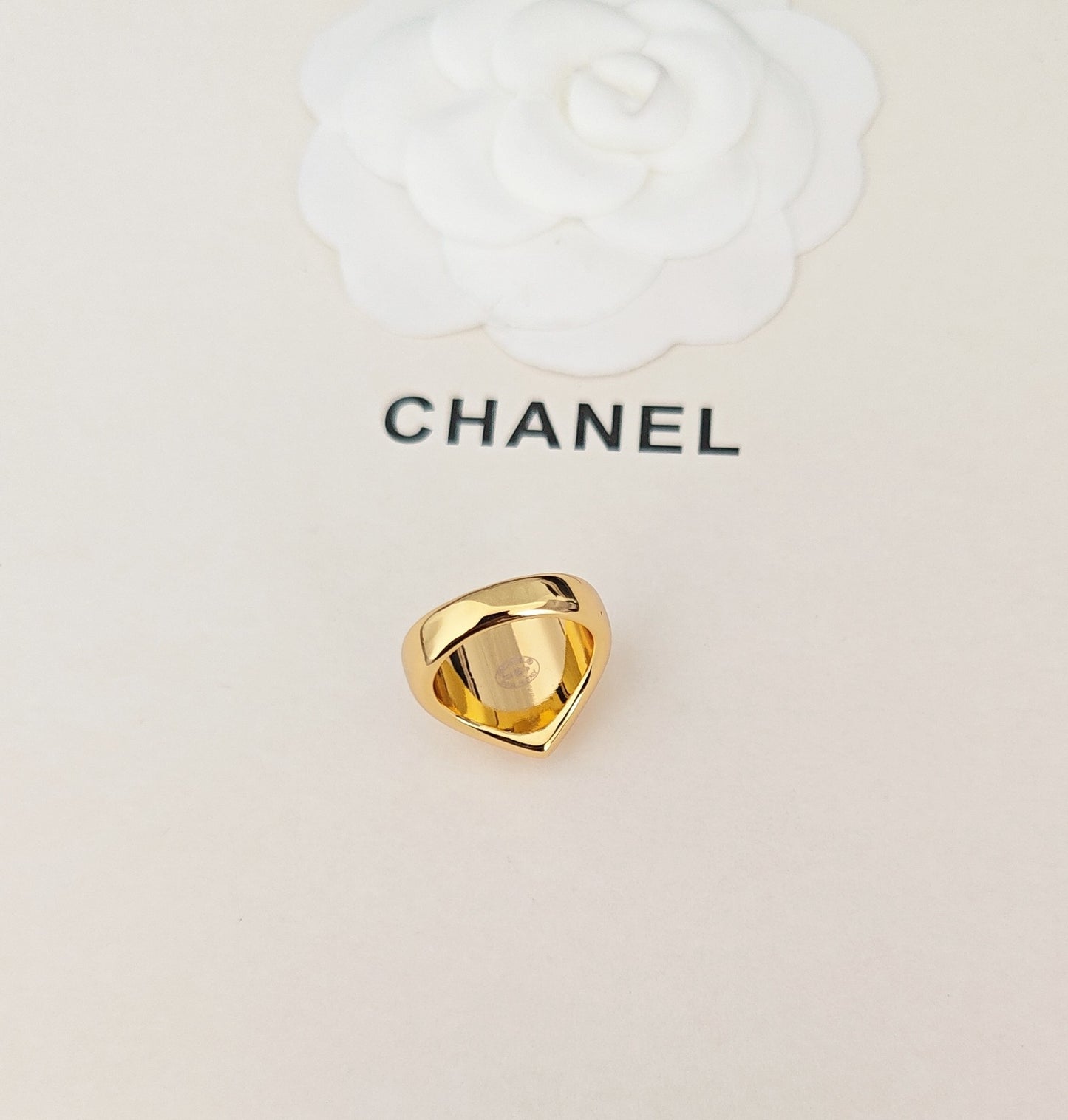 Heart Statement Ring in Gold-Tone side detail