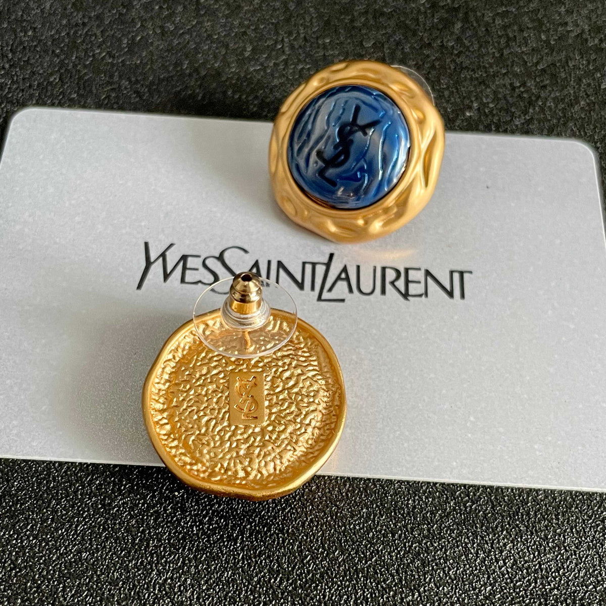 Signature Emblem Stud Earrings in Silver-Tone – Design 015 main product view