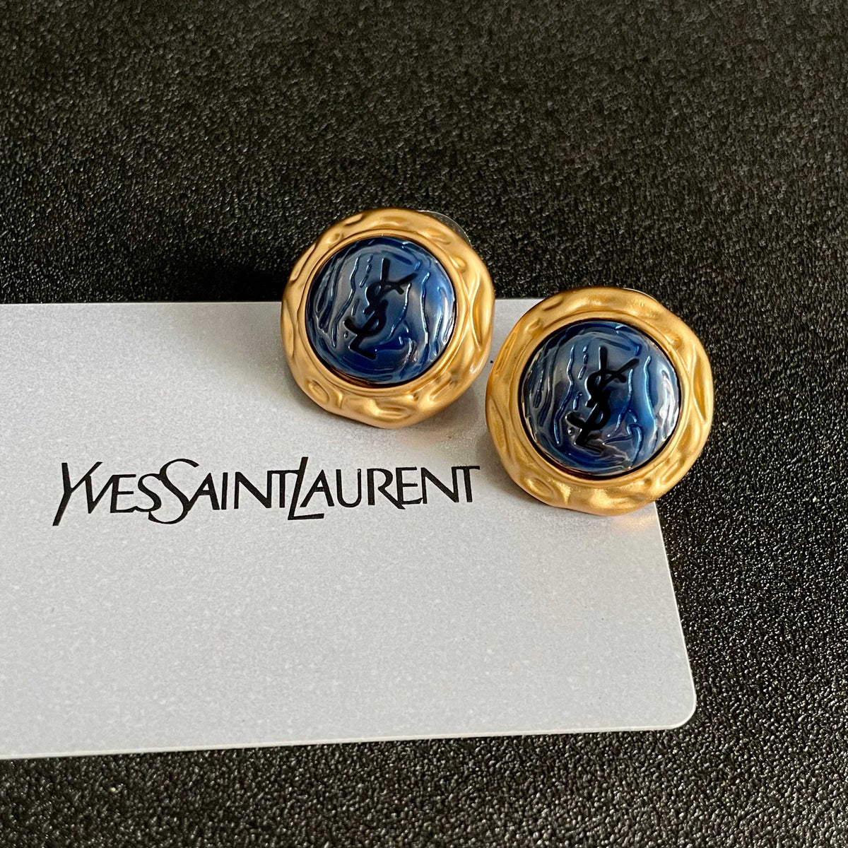 Signature Emblem Stud Earrings in Silver-Tone – Design 015 front product view