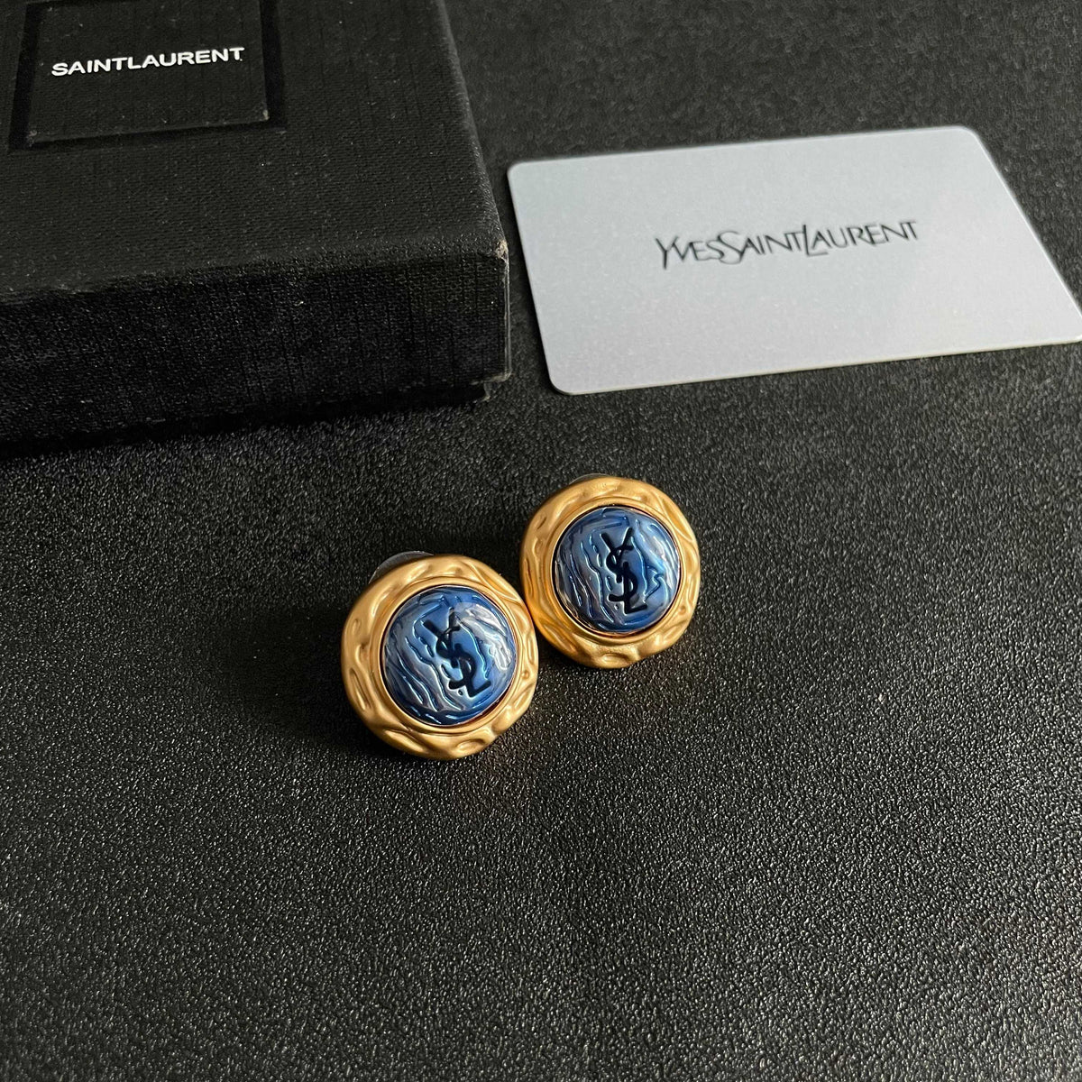 Signature Emblem Stud Earrings in Silver-Tone – Design 015 styled product view