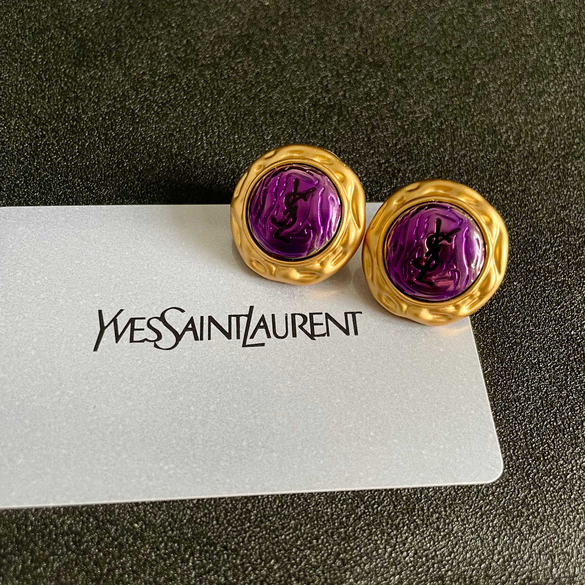 Signature Emblem Stud Earrings in Silver-Tone – Design 014 front product view