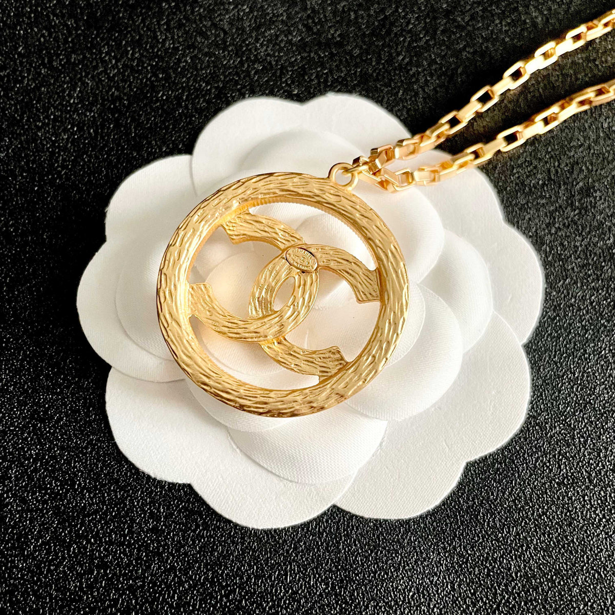 Double-C Emblem Crystal-Accent Pendant Necklace – Design 014 front product view