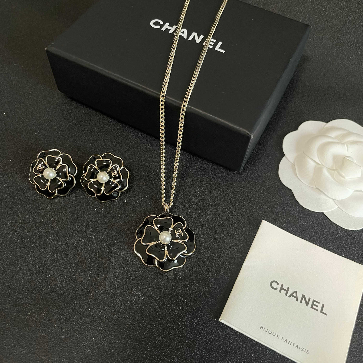Camellia Stud Earrings in Polished Metal-Tone – Camellia Detail – Design 009 close-up detail