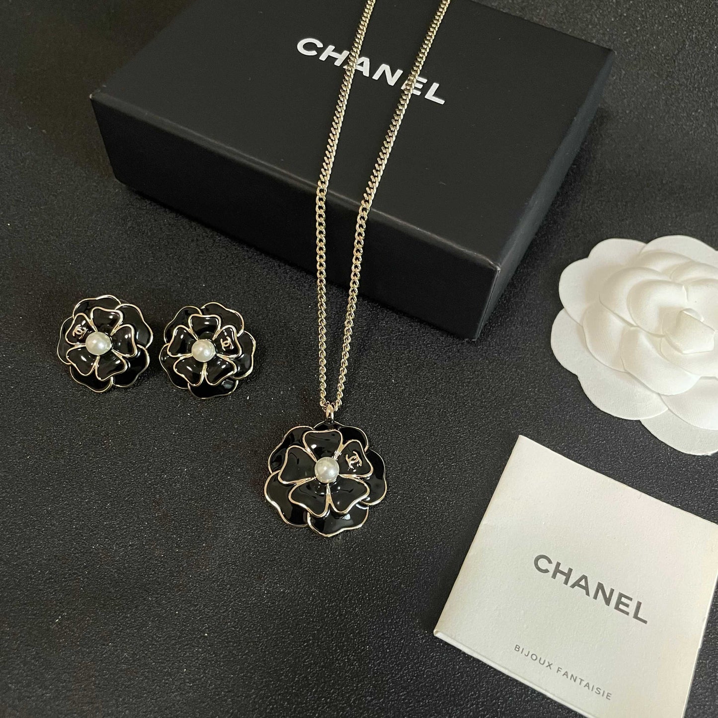 Camellia Pendant Necklace in Polished Metal-Tone – Camellia Detail – Design 006 close-up detail