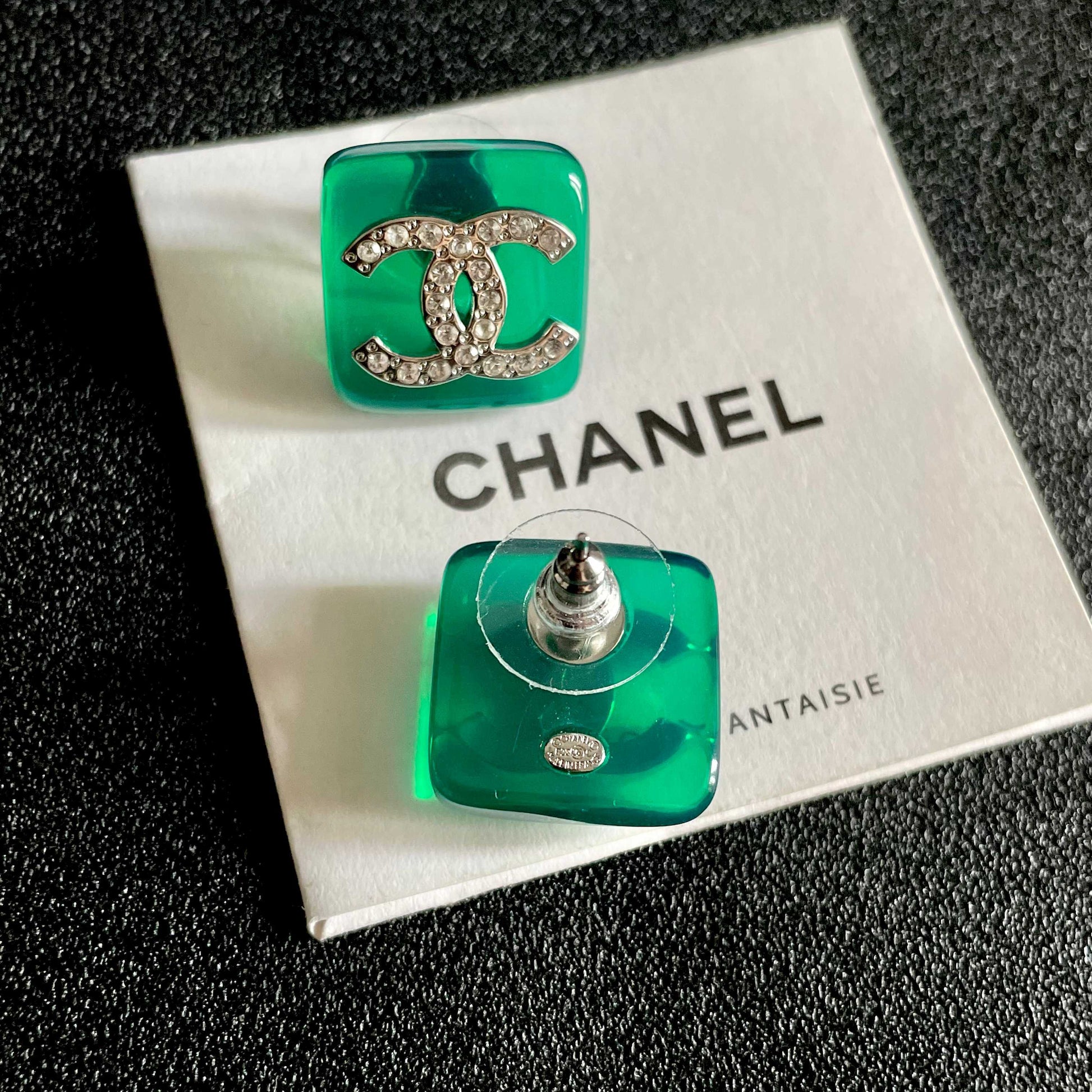 Double-C Emblem Crystal-Accent Stud Earrings – Design 012 main product view