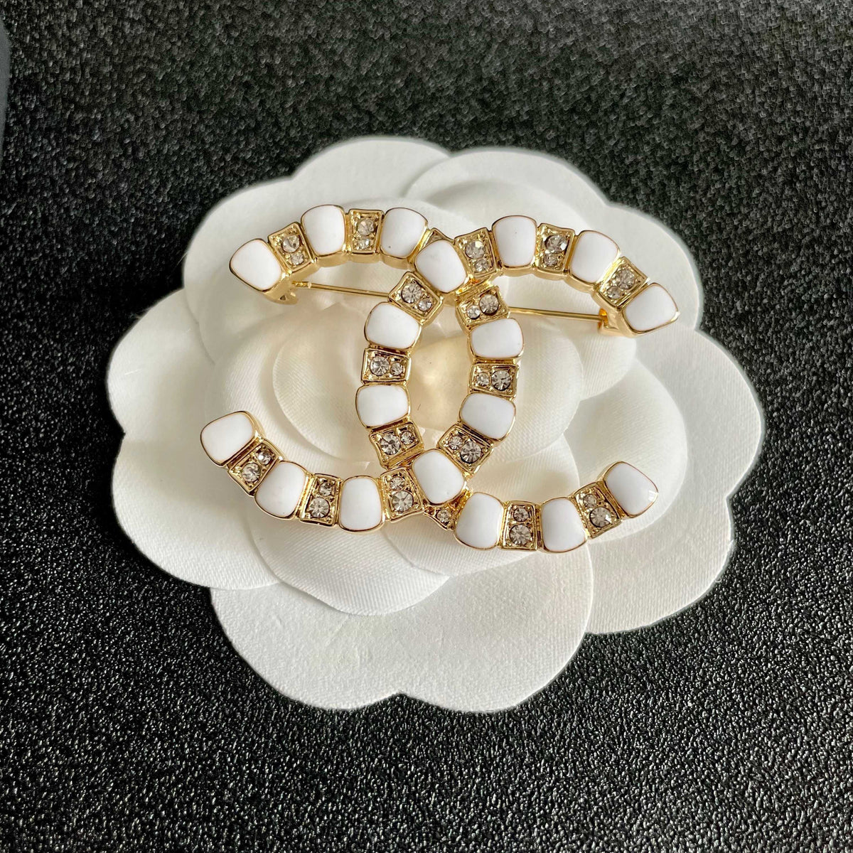 Signature Emblem Brooch in Polished Metal-Tone – Design 012 front product view