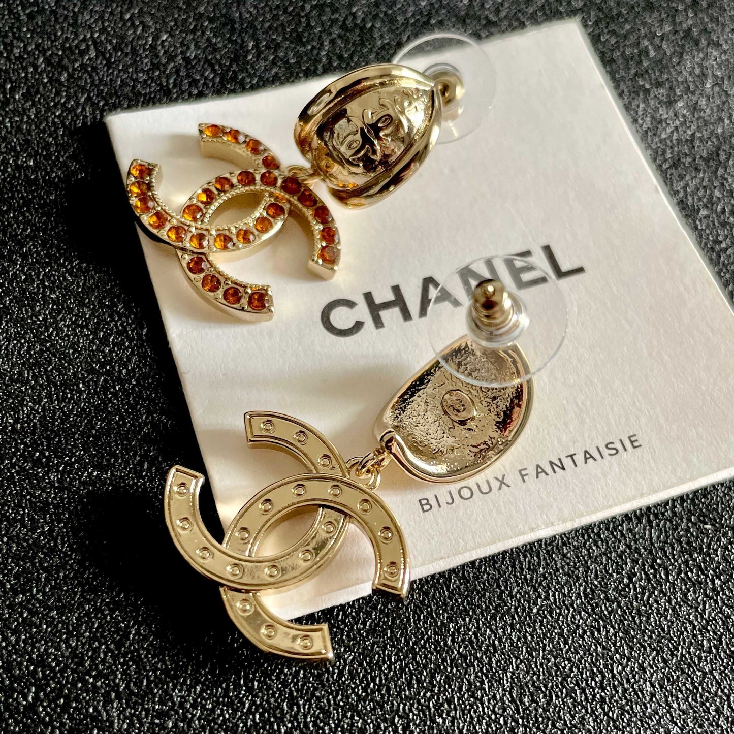 Double-C Emblem Crystal-Accent Statement Earrings – Design 002 main product view