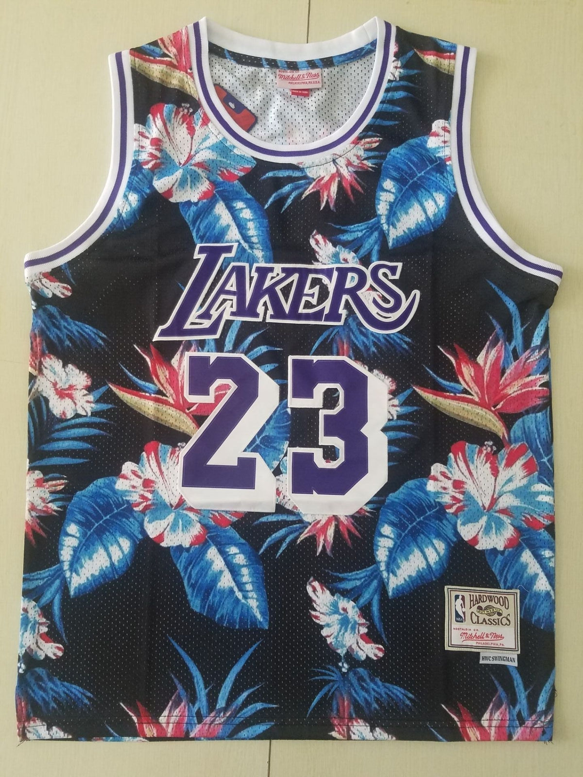 LeBron James #23 Los Angeles Lakers Black Floral Mitchell & Ness Hardwood Classics Swingman Jersey