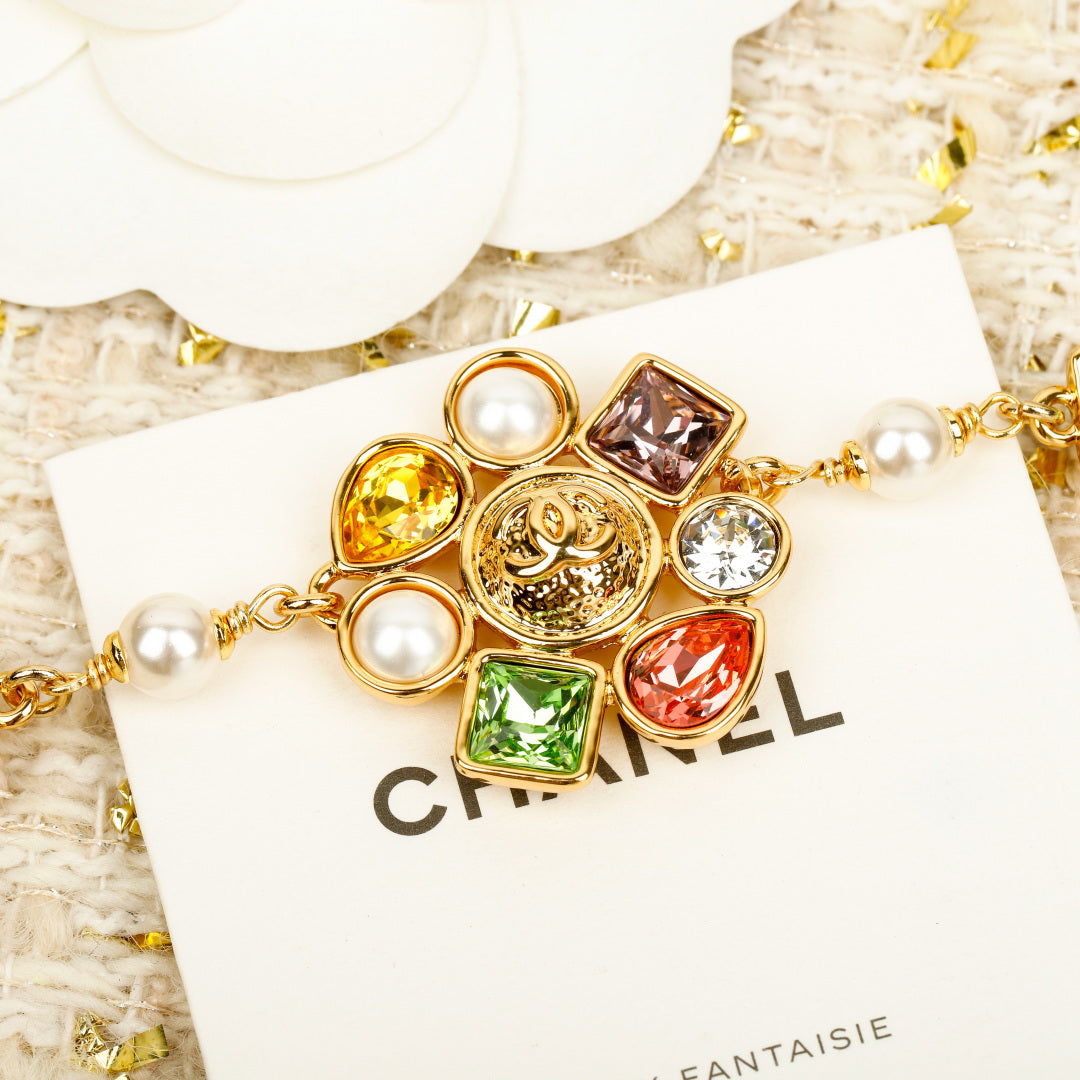 Double-C Emblem Crystal-Accent Pendant Necklace – Design 007 styled product view