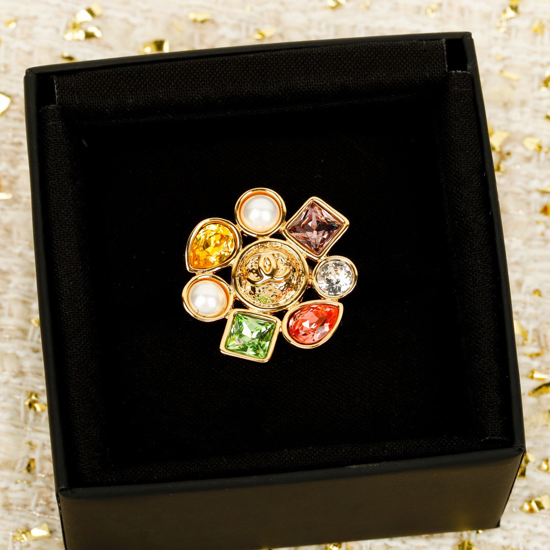 Double-C Emblem Statement Ring in Gold-Tone front product view
