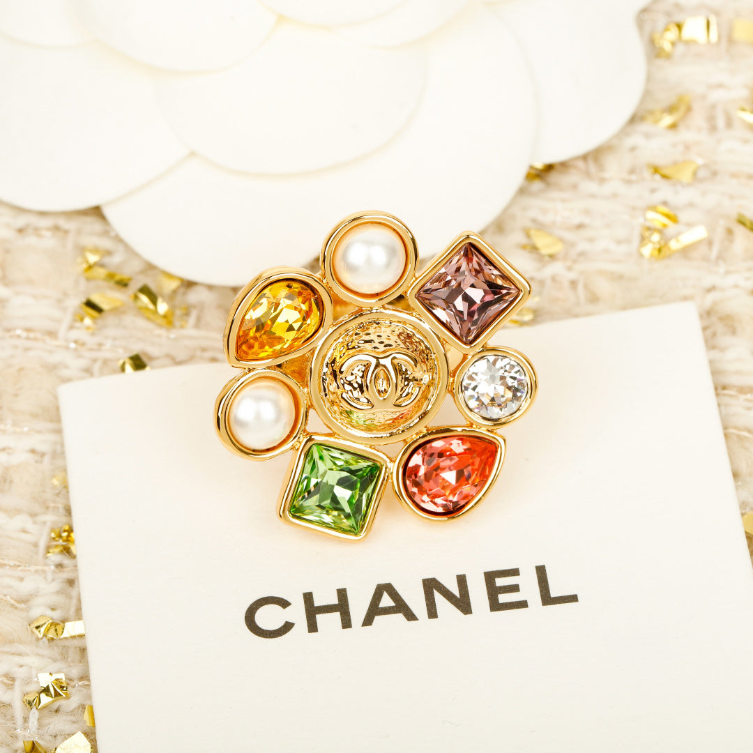Double-C Emblem Statement Ring in Gold-Tone close-up detail