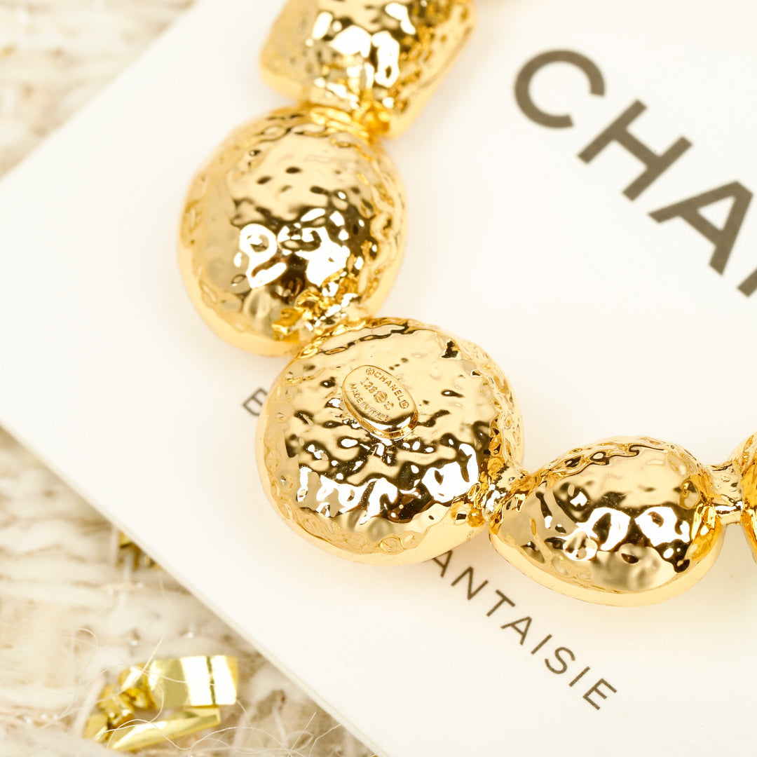 Double-C Emblem Crystal-Accent Statement Earrings – Design 032 close-up detail