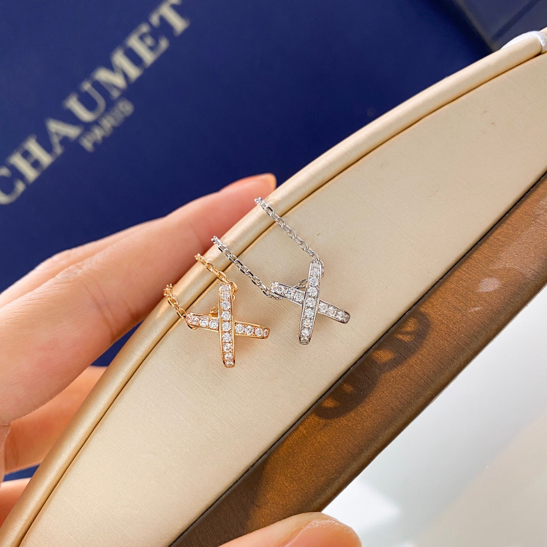 Signature Emblem Pendant Necklace in Gold-Tone – White Detail – Design 007 main product view