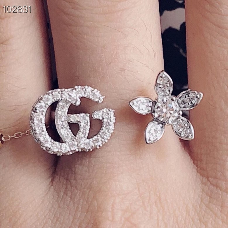 Double-G Emblem Statement Ring in Polished Metal-Tone – Design 010 front product view