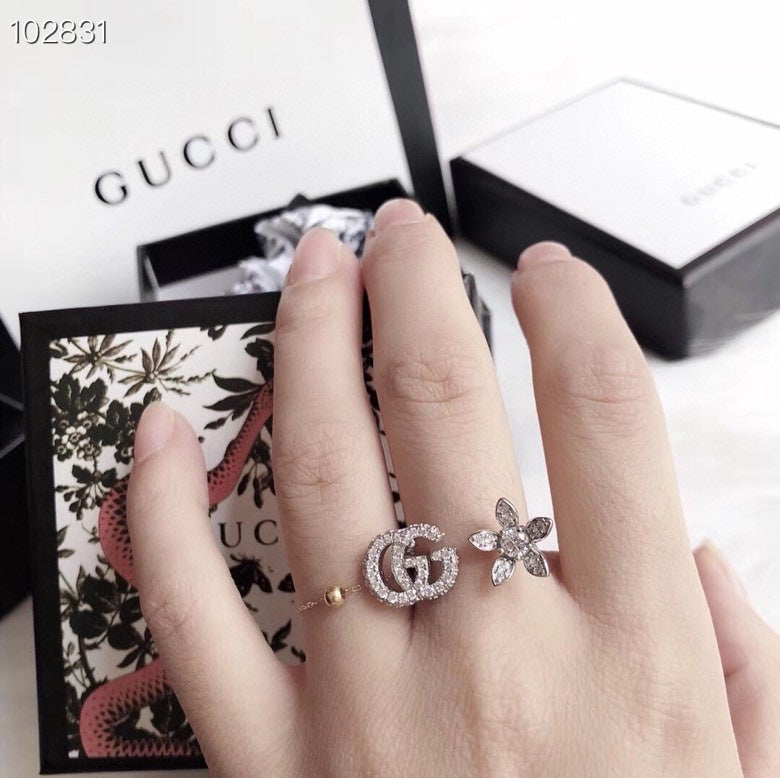 Double-G Emblem Statement Ring in Polished Metal-Tone – Design 010 styled product view