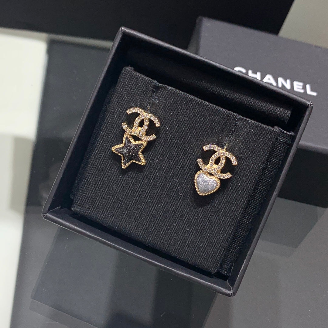 Double-C Emblem Crystal-Accent Stud Earrings – Star Detail detail view