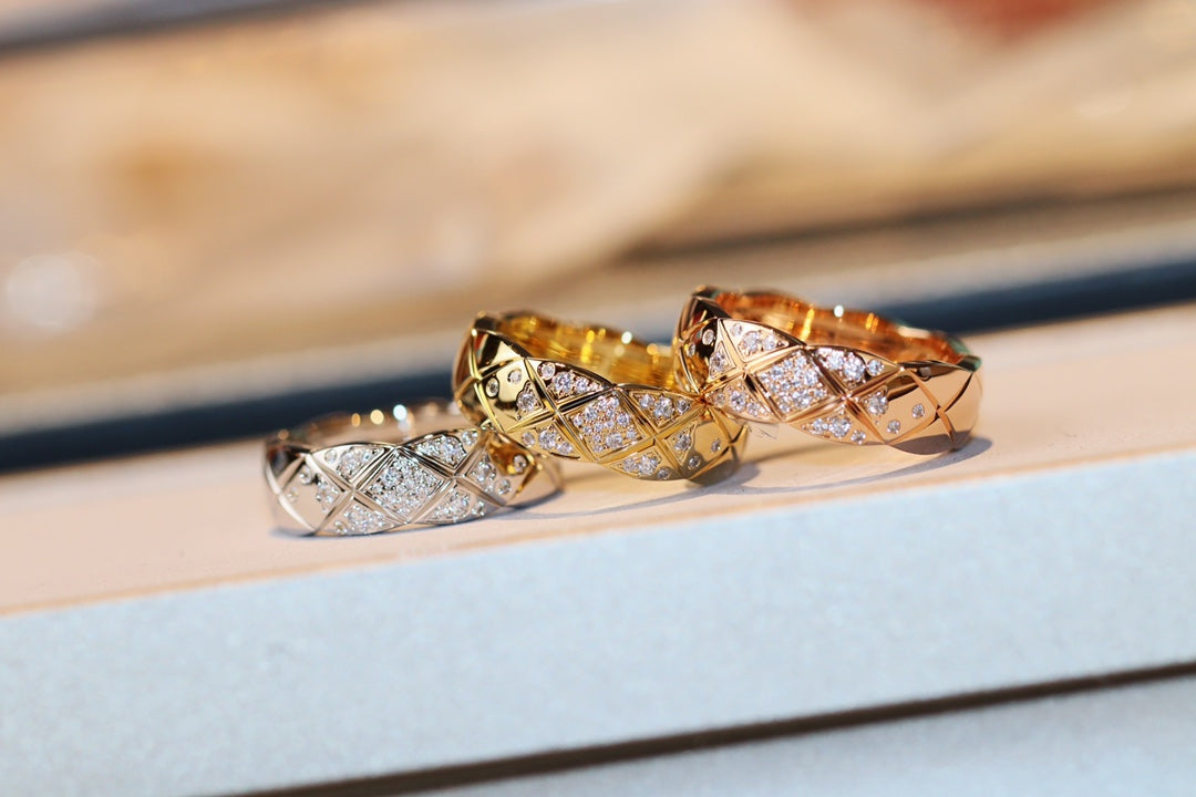 Signature Emblem Statement Ring in Polished Metal-Tone – White Detail main product view