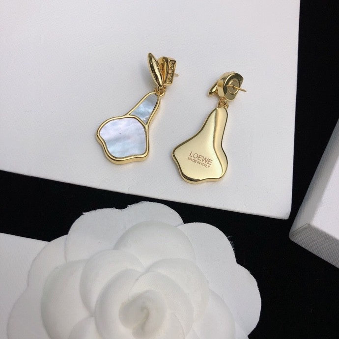 Graphic Emblem Stud Earrings in Gold-Tone – Design 01 detail view
