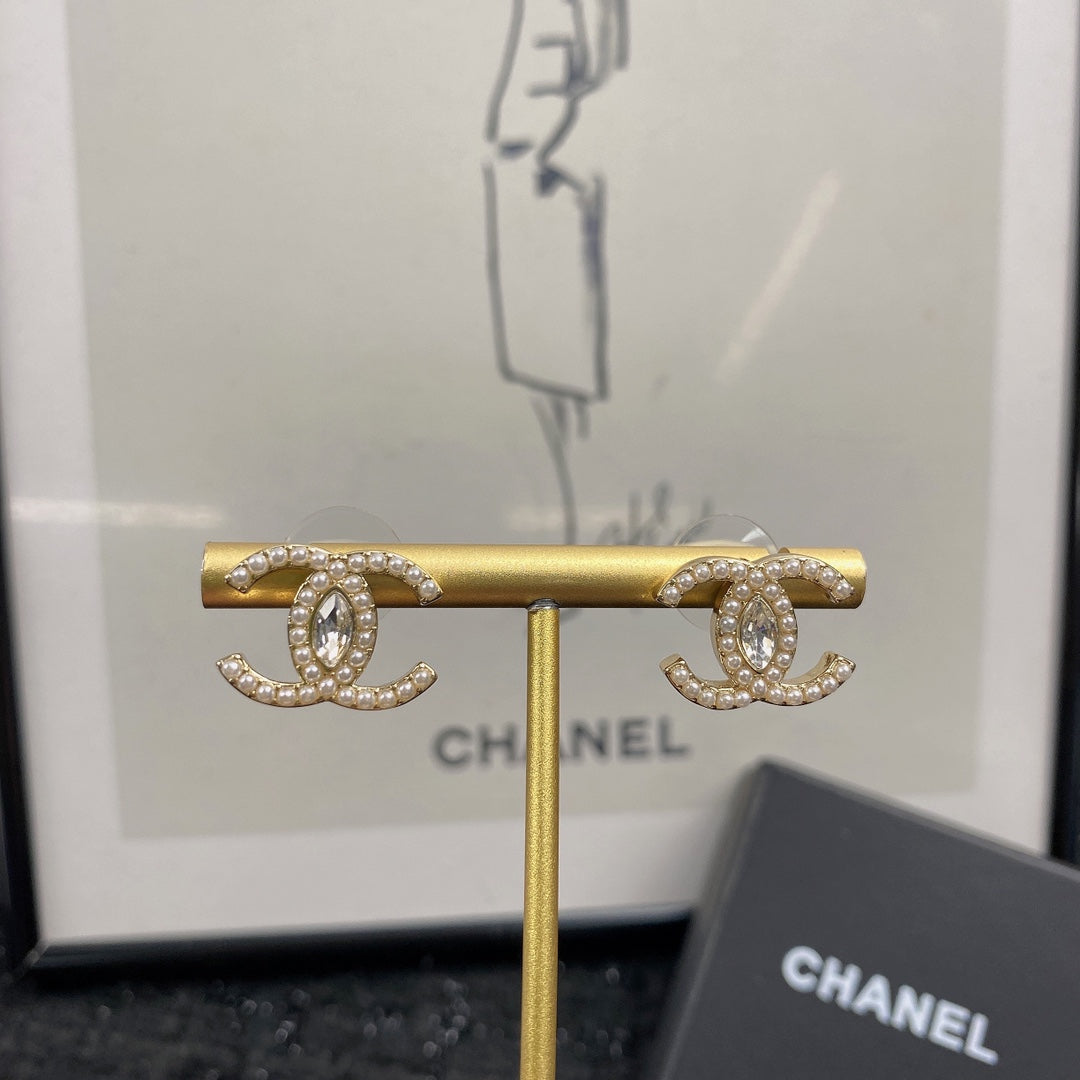 Signature Emblem Stud Earrings in Polished Metal-Tone – Design 092 front product view