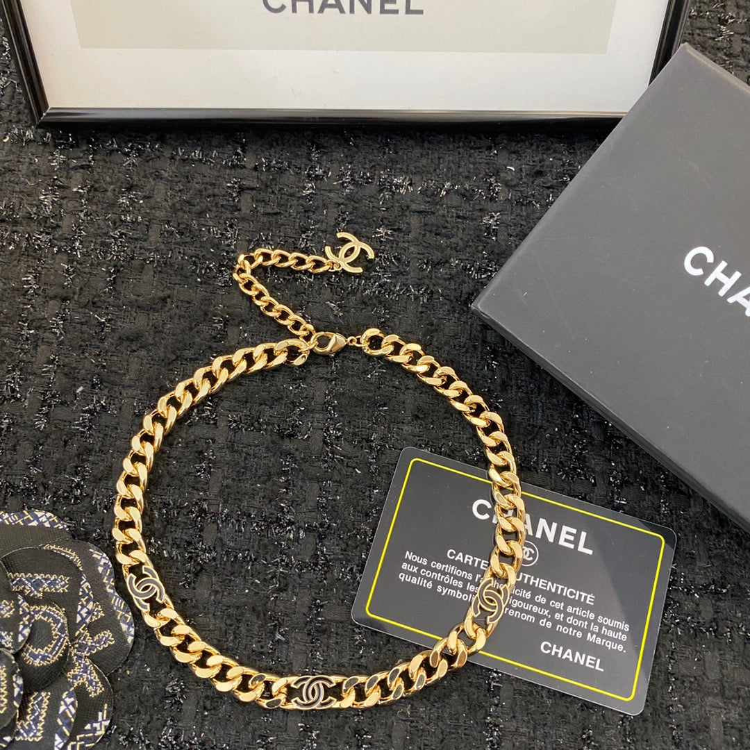 Signature Emblem Bracelet in Polished Metal-Tone – Black Detail – Design 002 main product view