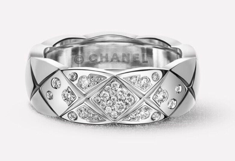 Signature Emblem Statement Ring in Polished Metal-Tone – White Detail front product view