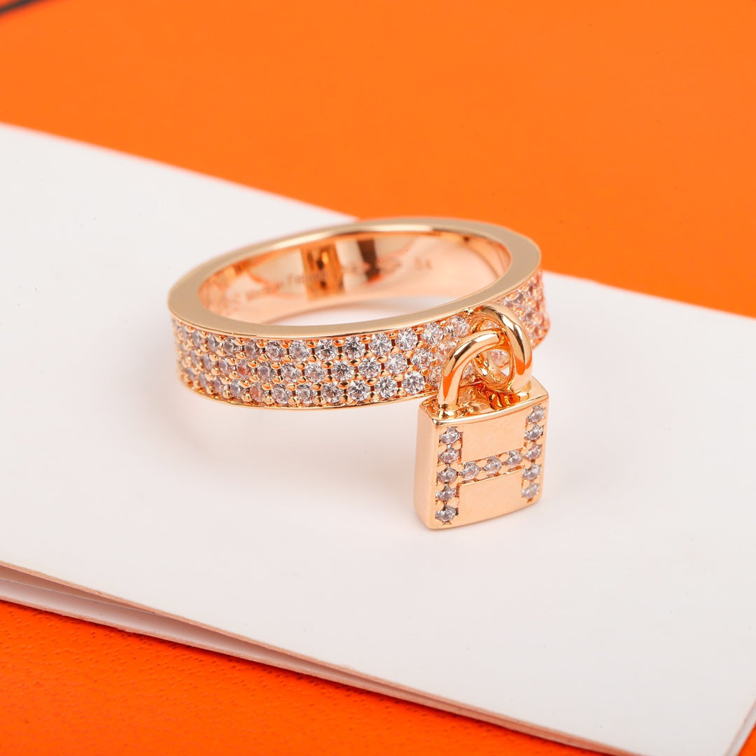 Signature Emblem Statement Ring in Gold-Tone – Red Detail – Design 002 side detail