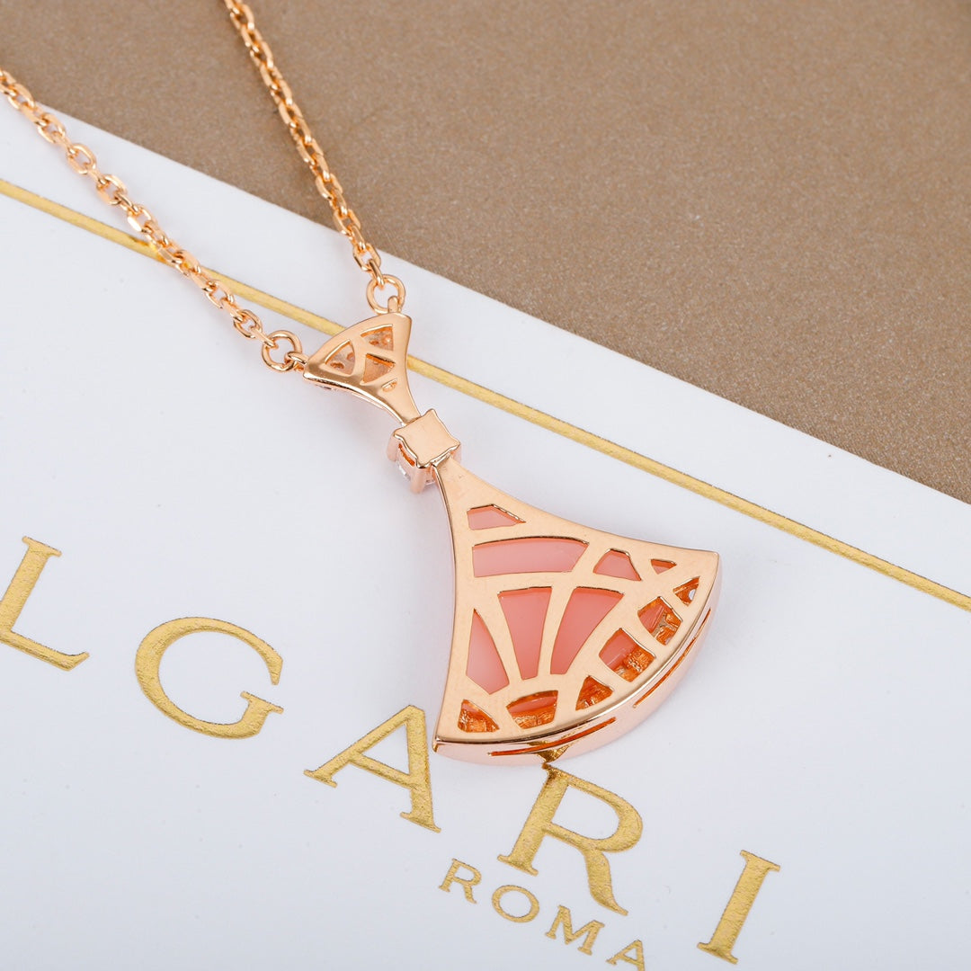 Geometric Emblem Pendant Necklace in Polished Metal-Tone – Design 012 side detail