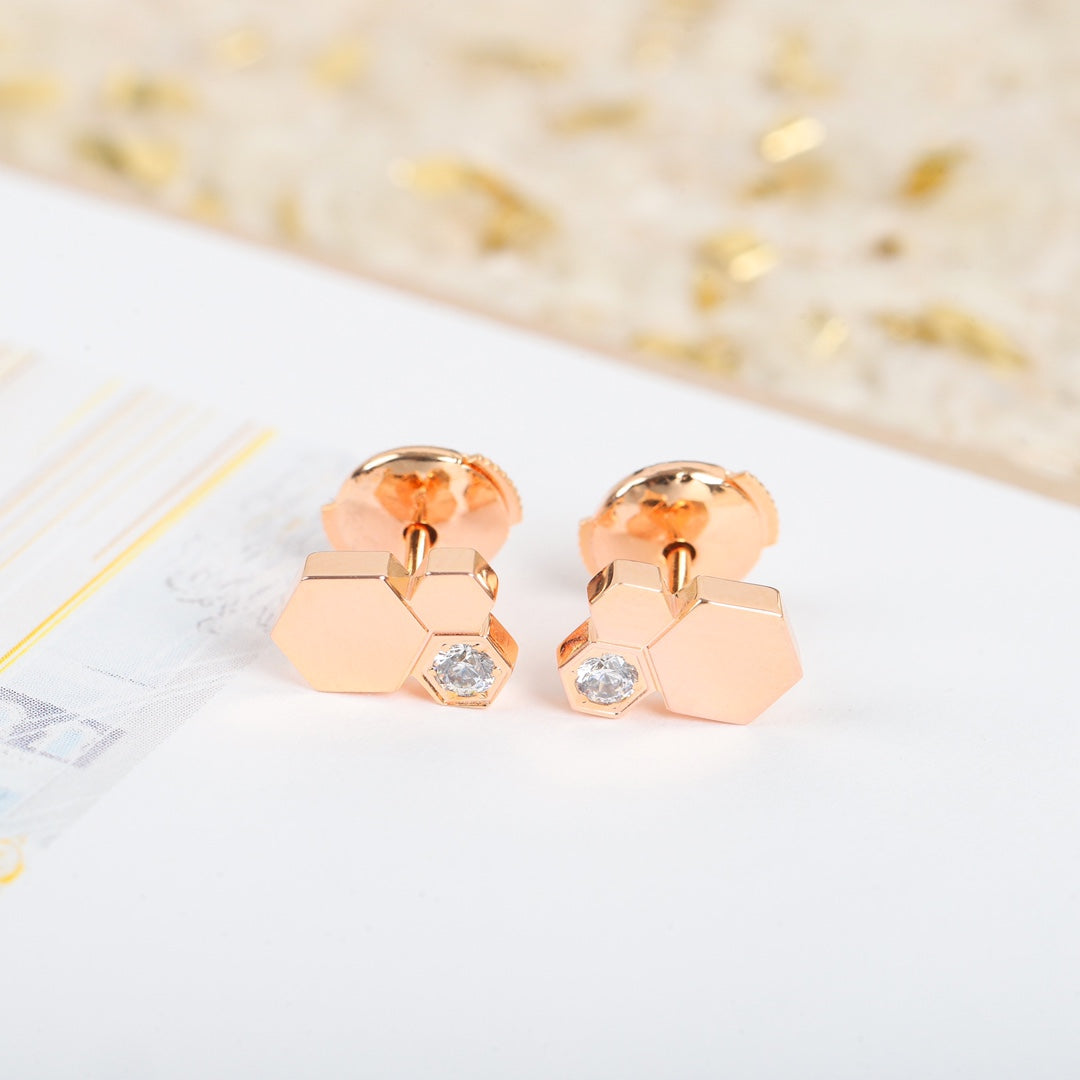 Signature Emblem Crystal-Accent Stud Earrings – Design 027 detail view