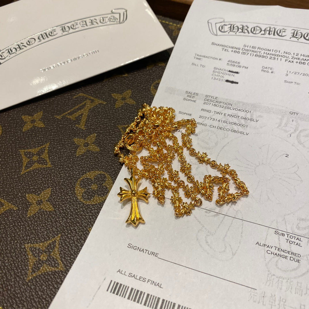Signature Emblem Pendant Necklace in Gold-Tone – Design 044 styled product view