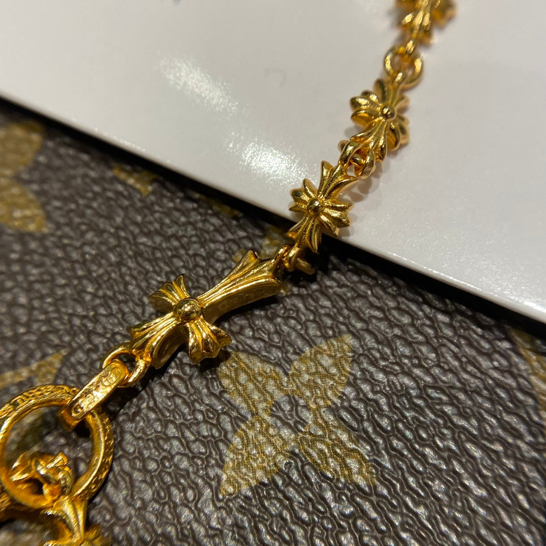 Signature Emblem Pendant Necklace in Gold-Tone – Design 044 main product view