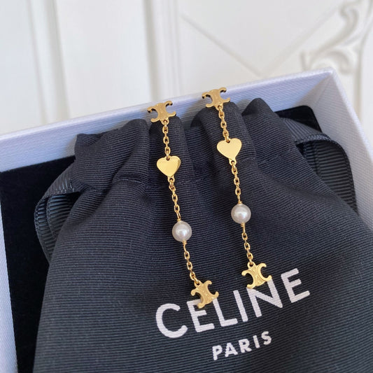 Triomphe-Inspired Emblem Pearl-Detail Earrings main product view