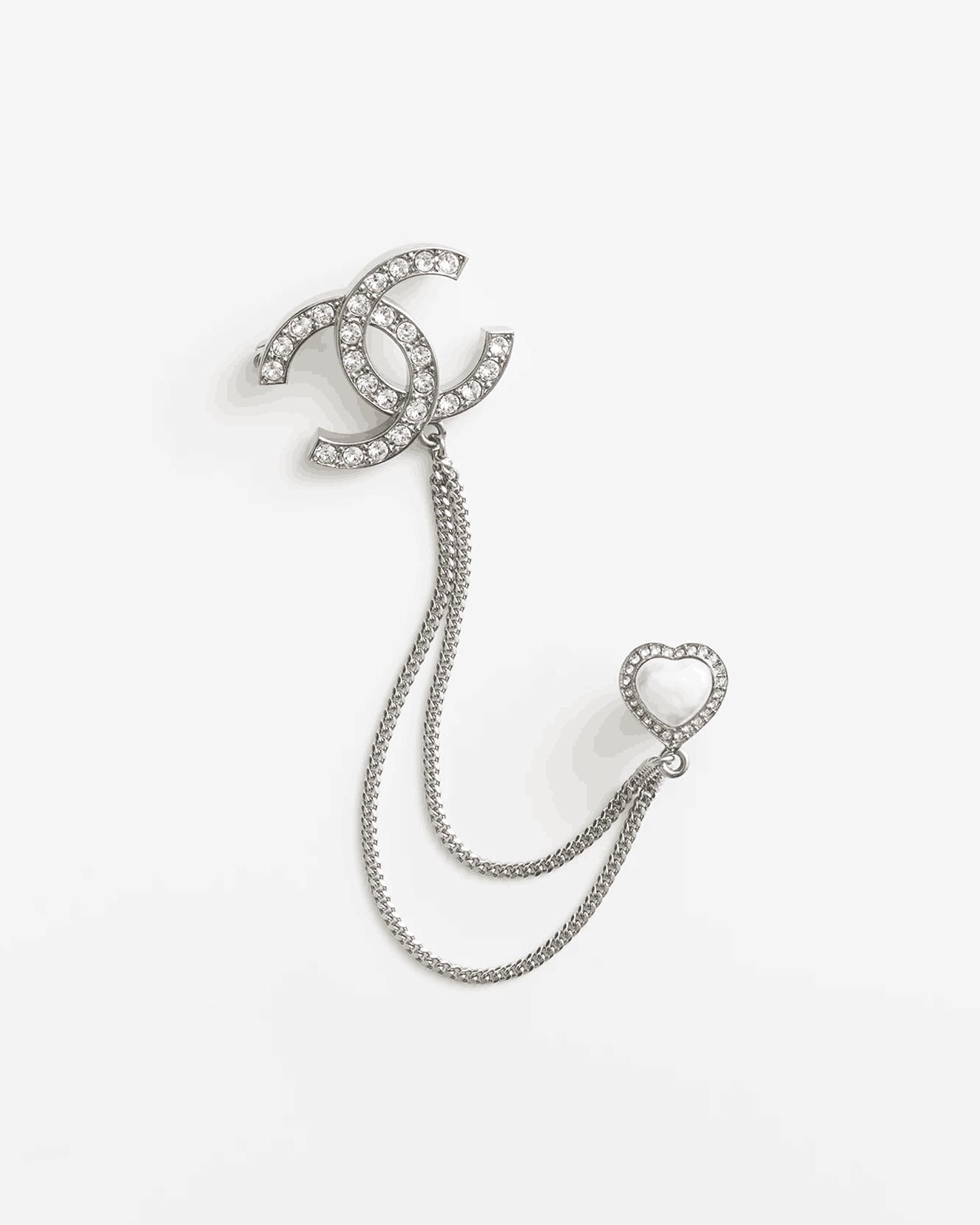 Heart Brooch in Polished Metal-Tone – Heart Detail main product view