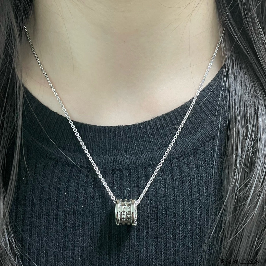 Geometric Emblem Pendant Necklace in Polished Metal-Tone – Design 004 front product view