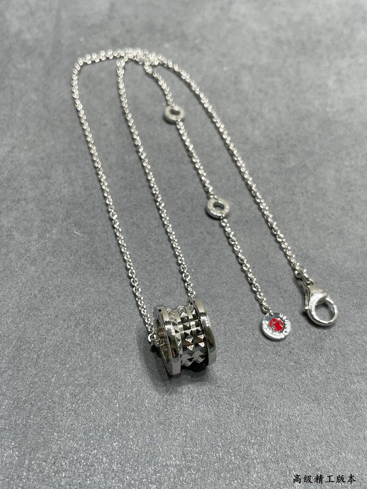 Geometric Emblem Pendant Necklace in Polished Metal-Tone – Design 004 styled product view