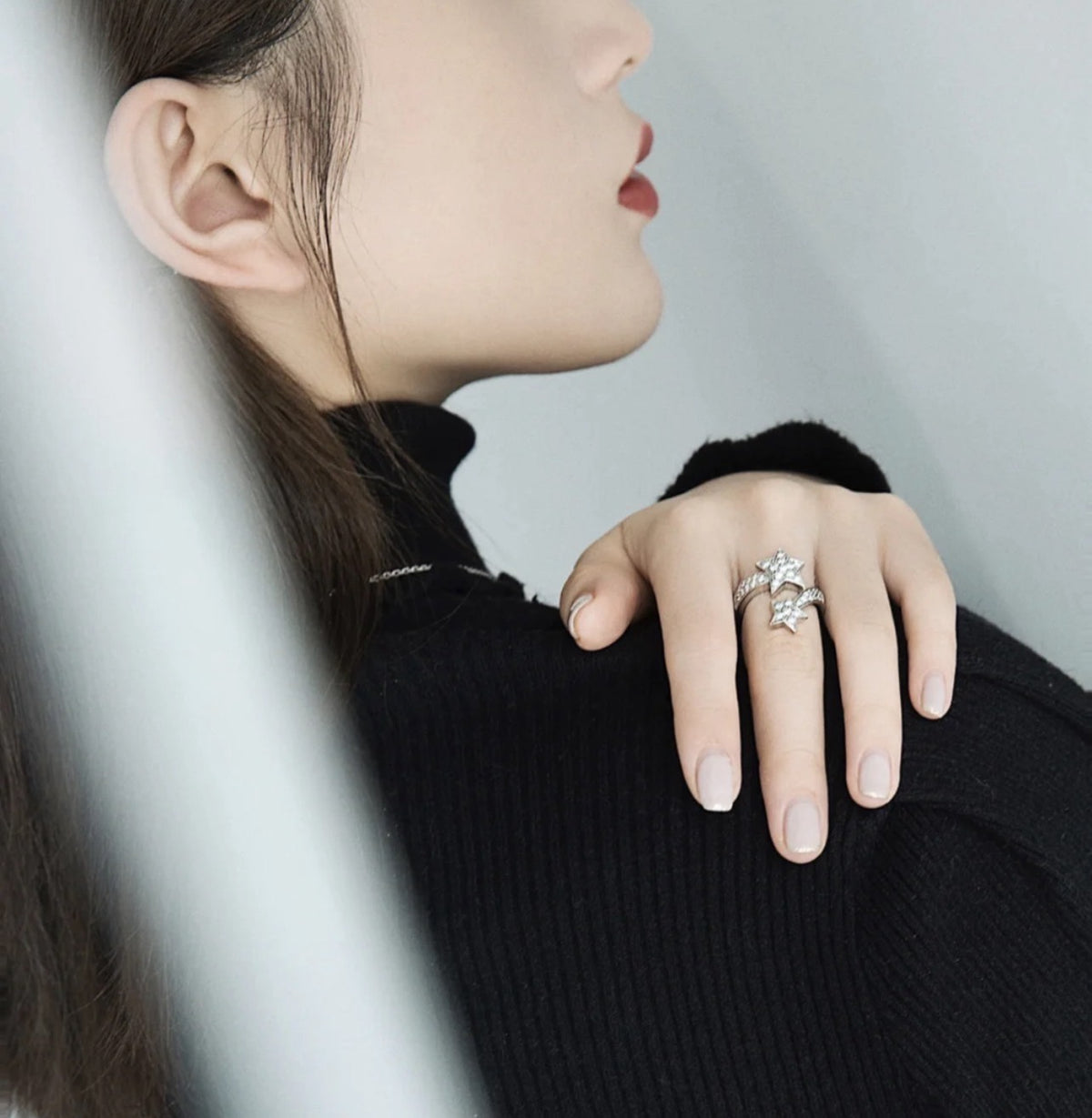 Star Statement Ring in Polished Metal-Tone side detail