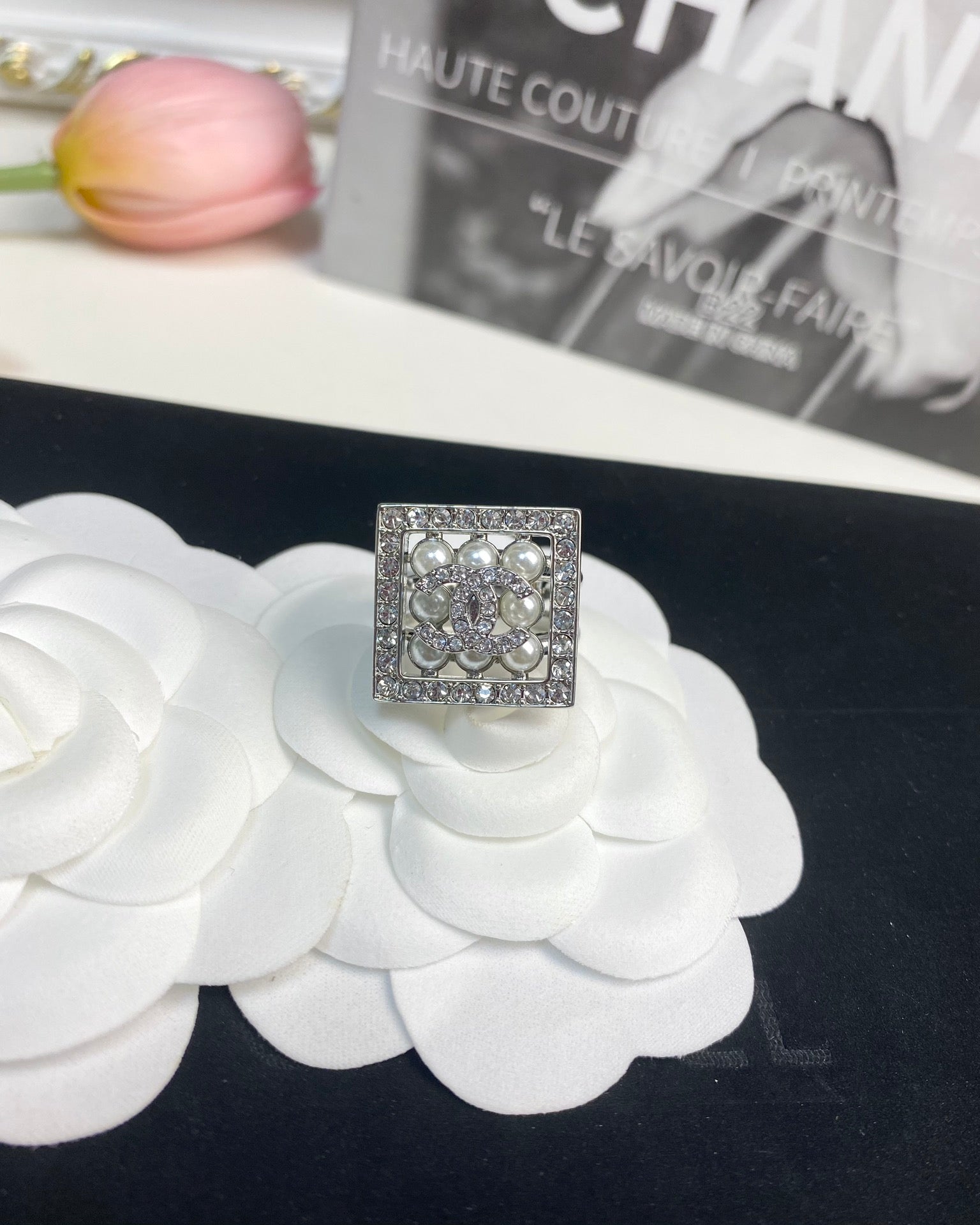 Pearl Statement Ring in Silver-Tone main product view