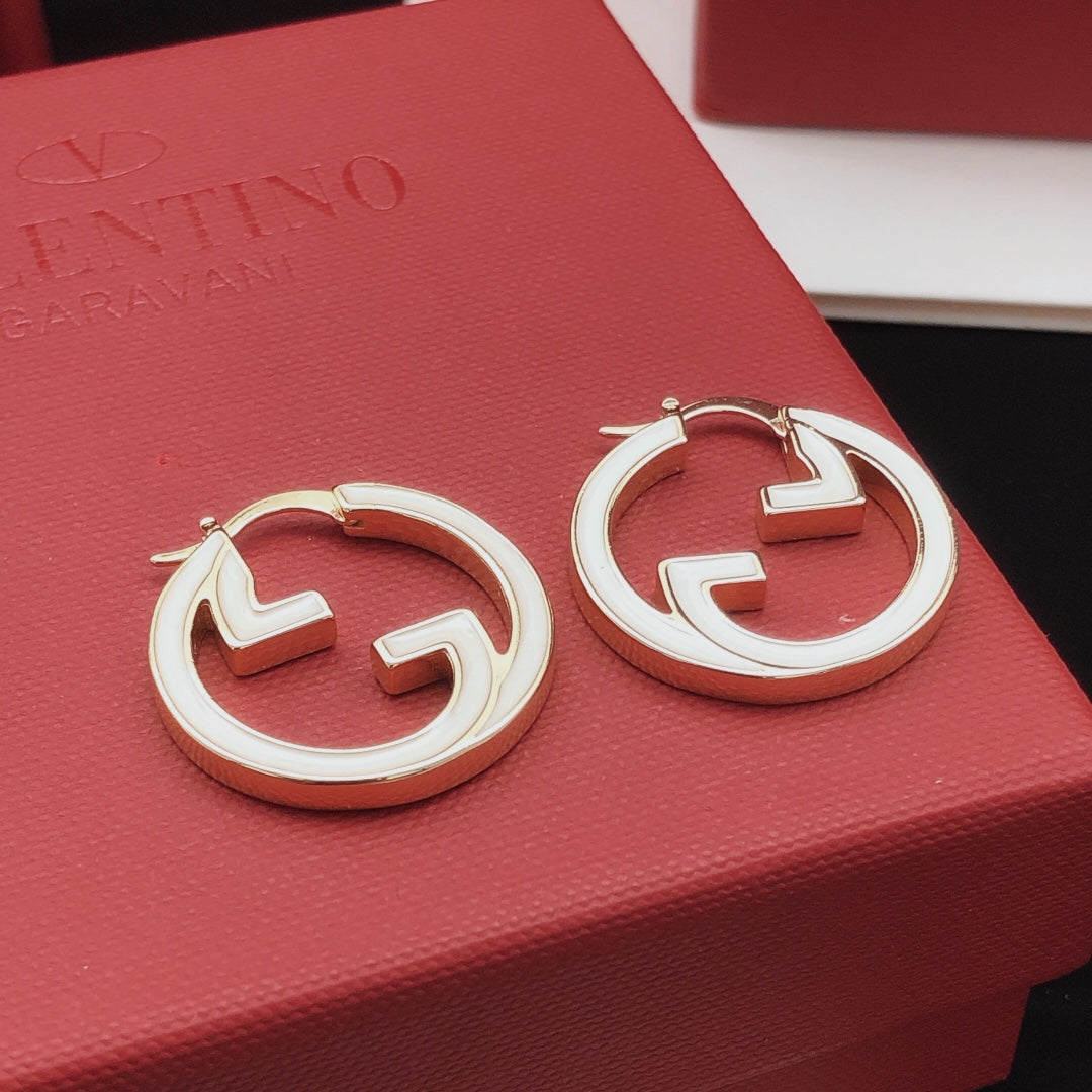 Geometric Emblem Statement Earrings in Gold-Tone – Design 004 detail view