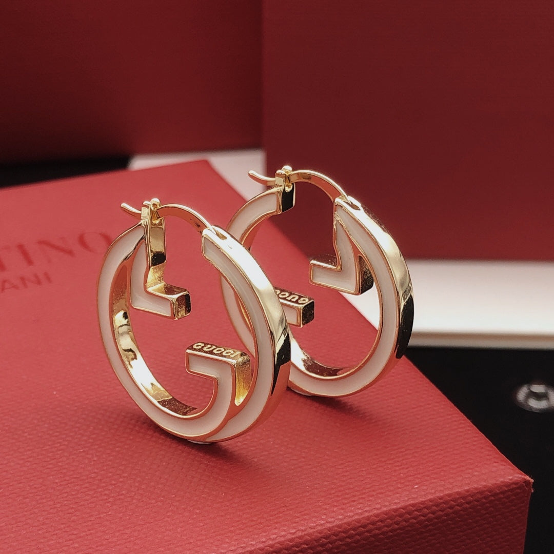 Geometric Emblem Statement Earrings in Gold-Tone – Design 004 main product view