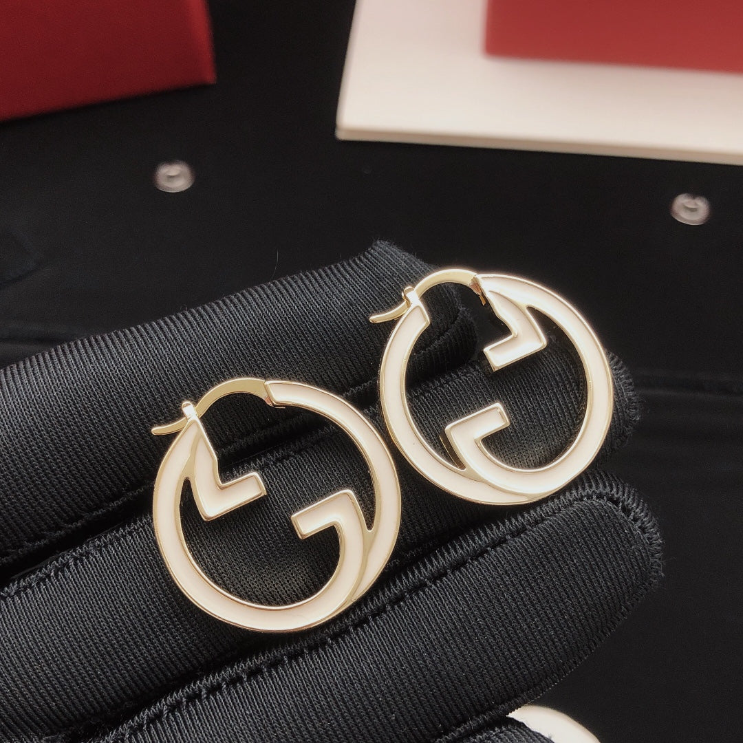 Geometric Emblem Statement Earrings in Gold-Tone – Design 004 styled product view