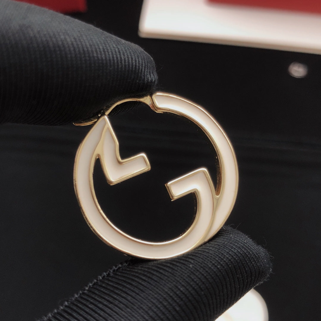 Geometric Emblem Statement Earrings in Gold-Tone – Design 004 main product view