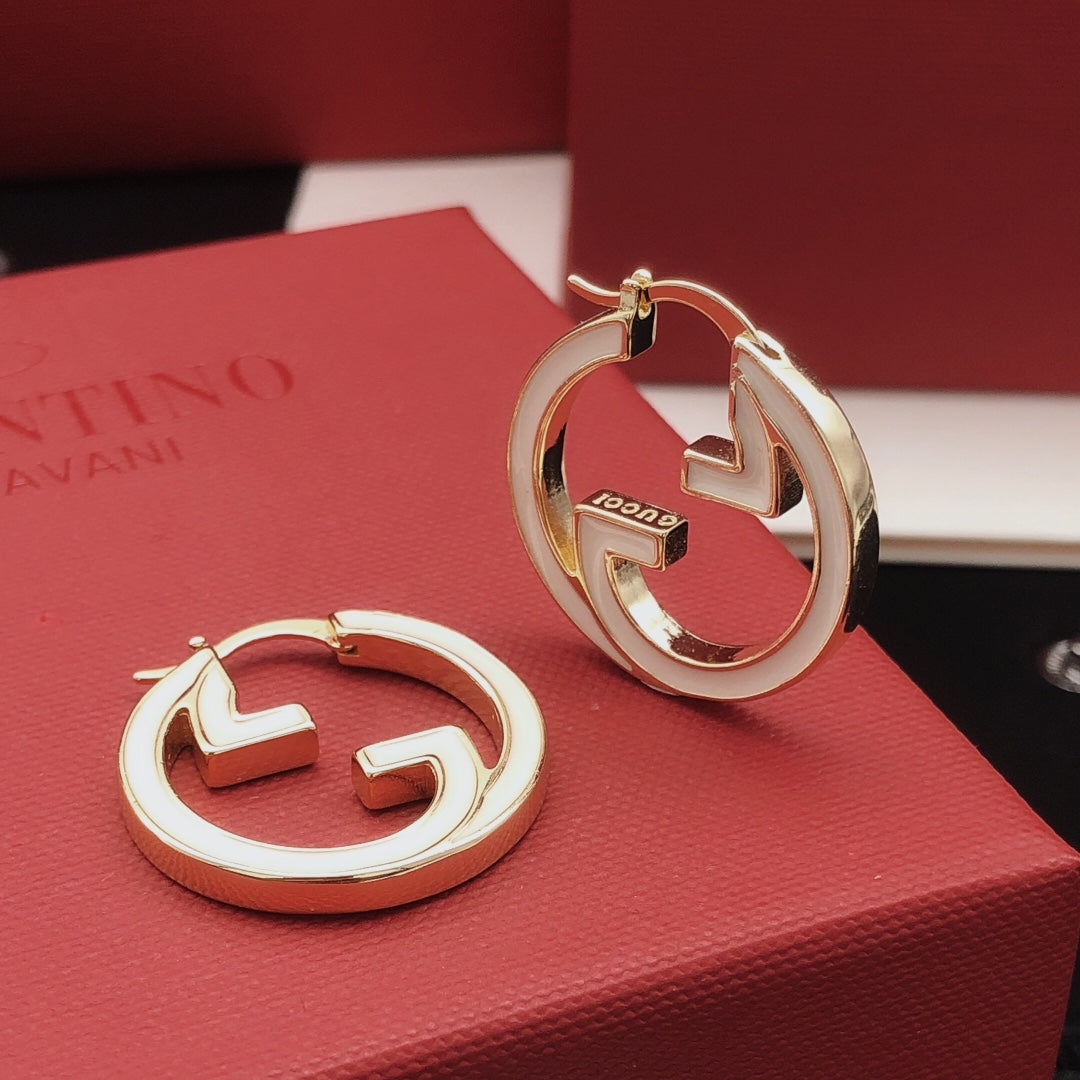Geometric Emblem Statement Earrings in Gold-Tone – Design 004 front product view