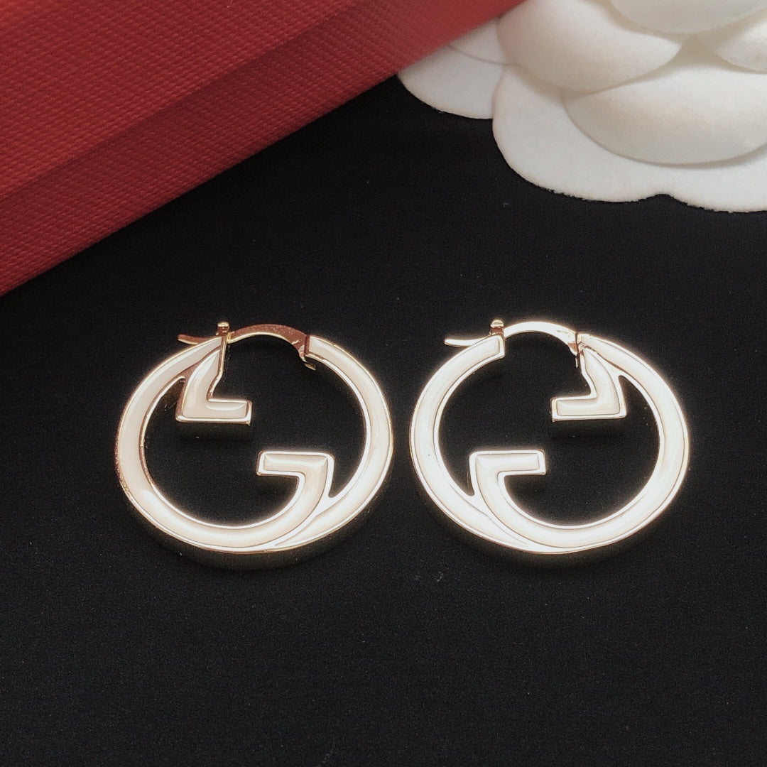 Geometric Emblem Statement Earrings in Gold-Tone – Design 004 close-up detail