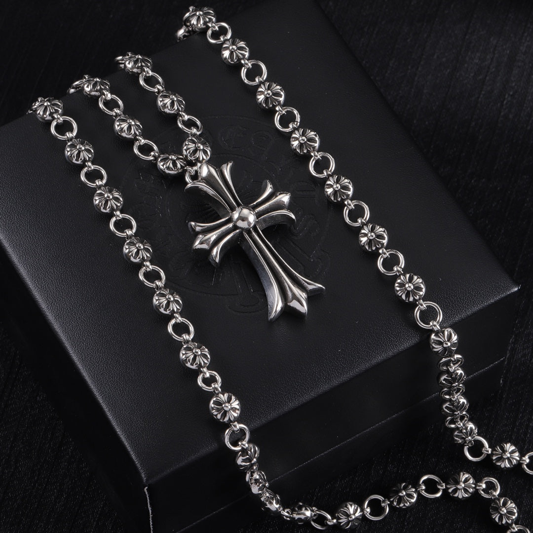 Signature Emblem Pendant Necklace in Polished Metal-Tone – Design 108 front product view