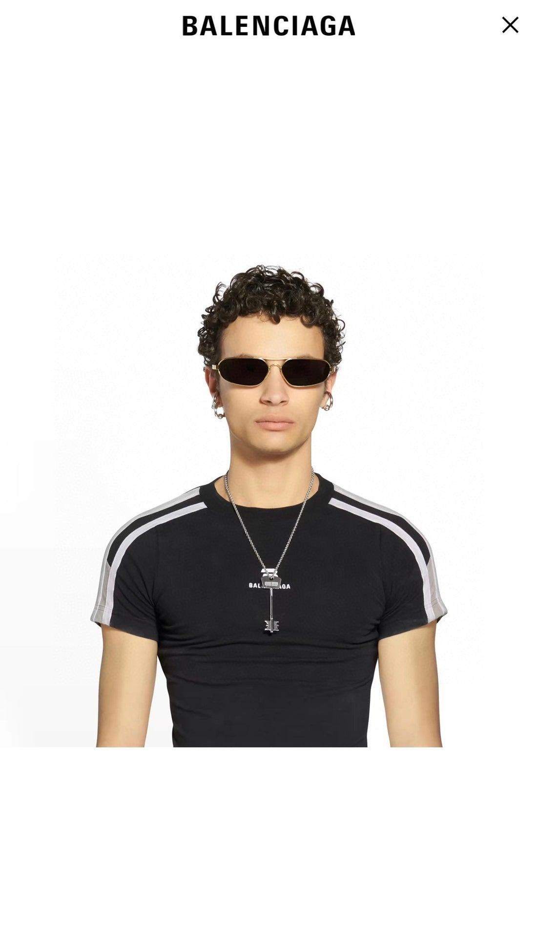 Geometric Emblem Pendant Necklace in Polished Metal-Tone – Design 086 front product view