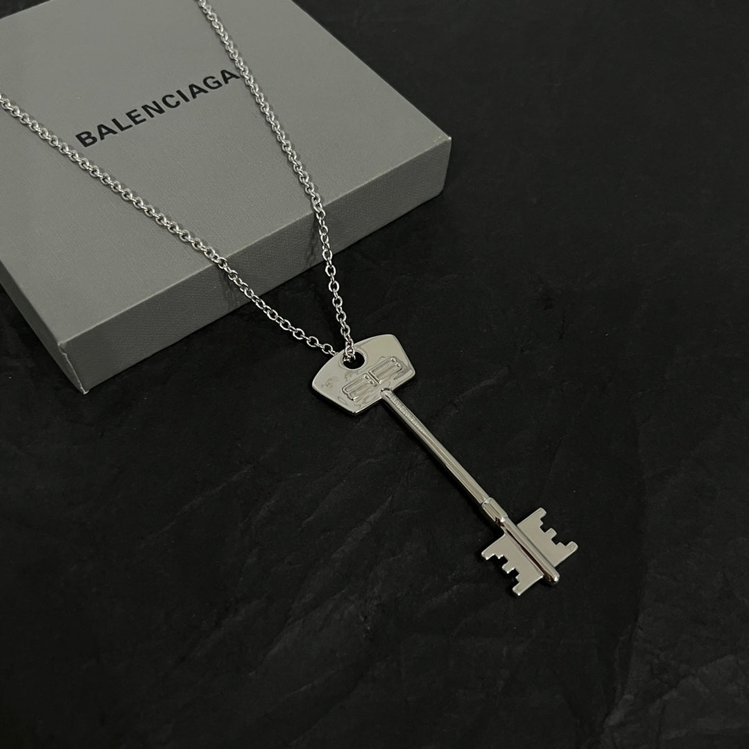 Geometric Emblem Pendant Necklace in Polished Metal-Tone – Design 086 main product view