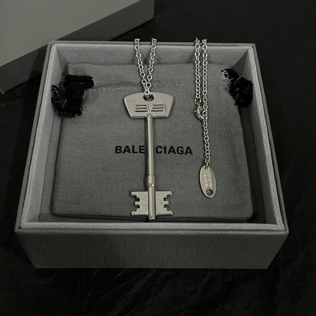 Geometric Emblem Pendant Necklace in Polished Metal-Tone – Design 086 front product view